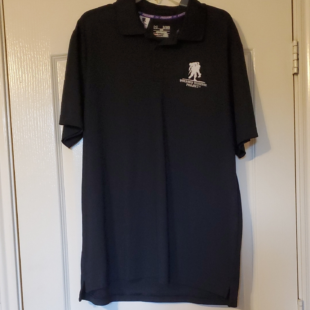 Under Armour Wounded Warrior Project Black Polo Shirt, XL